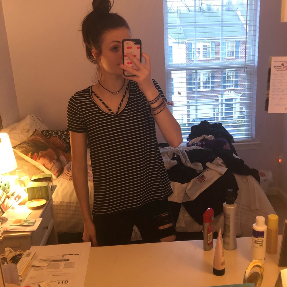 Charming Charlie striped short sleeve shirt